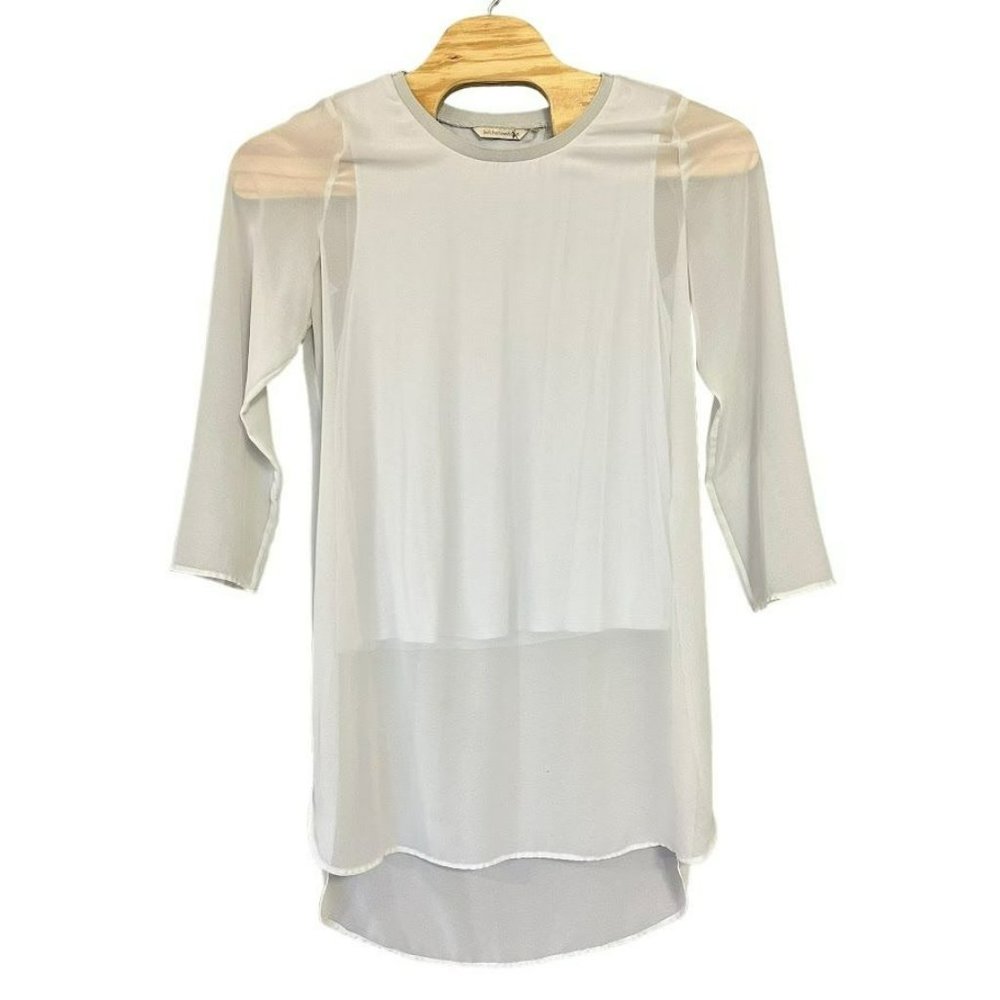 Soft Surroundings White Gray Sheer‎ Flowy Lined Tunic Top or Dress Womens L